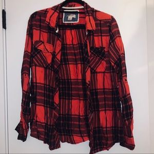 Arizona Red Plaid Button Down Shirt